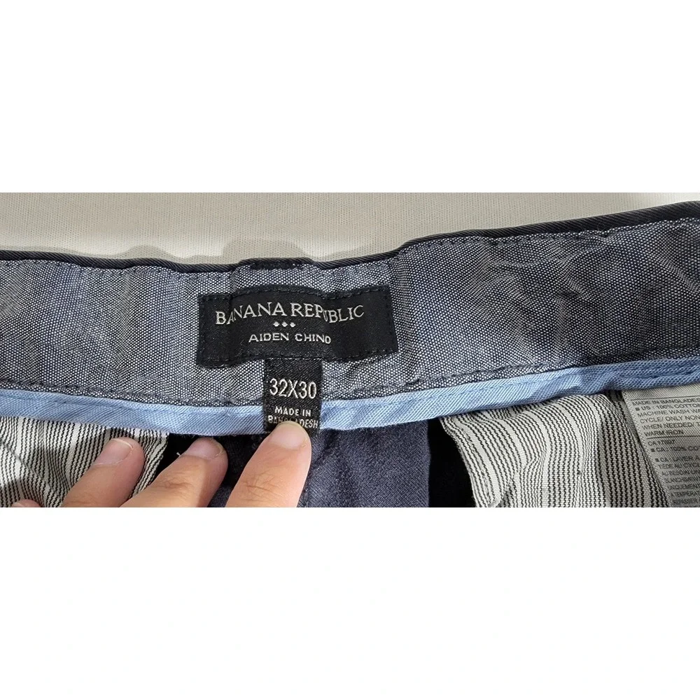 Banana Republic Aiden Chino Mens 32x30 Navy Blue Slim Fit Cotton Pants